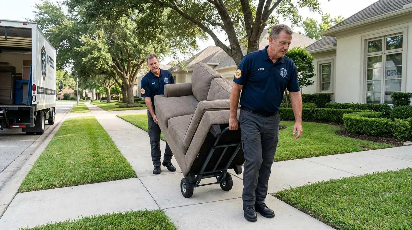Local residential moving crew loading furniture in Palo Alto, CA